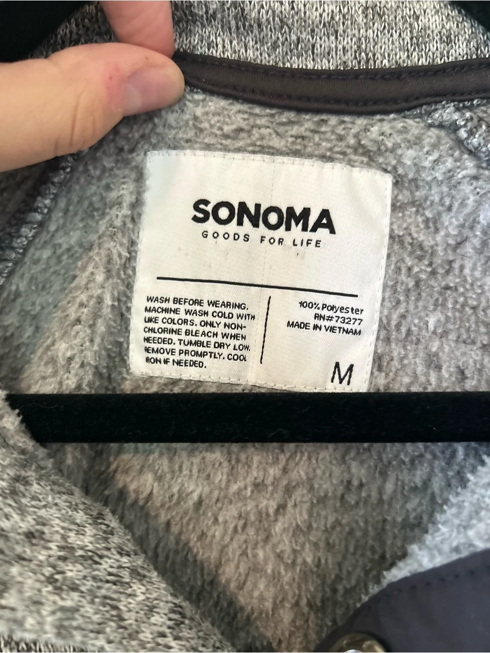 Sonoma Heather Gray Quarter Snap Sweater Fleece Pullover Mock Neck Size M